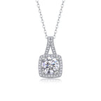 Small Square Diamond - A Fashionable And Luxurious Diamond Jewelry Piece Set With 2-carat Moissanite S925 Sterling Silver And Platinum-plated Pendant