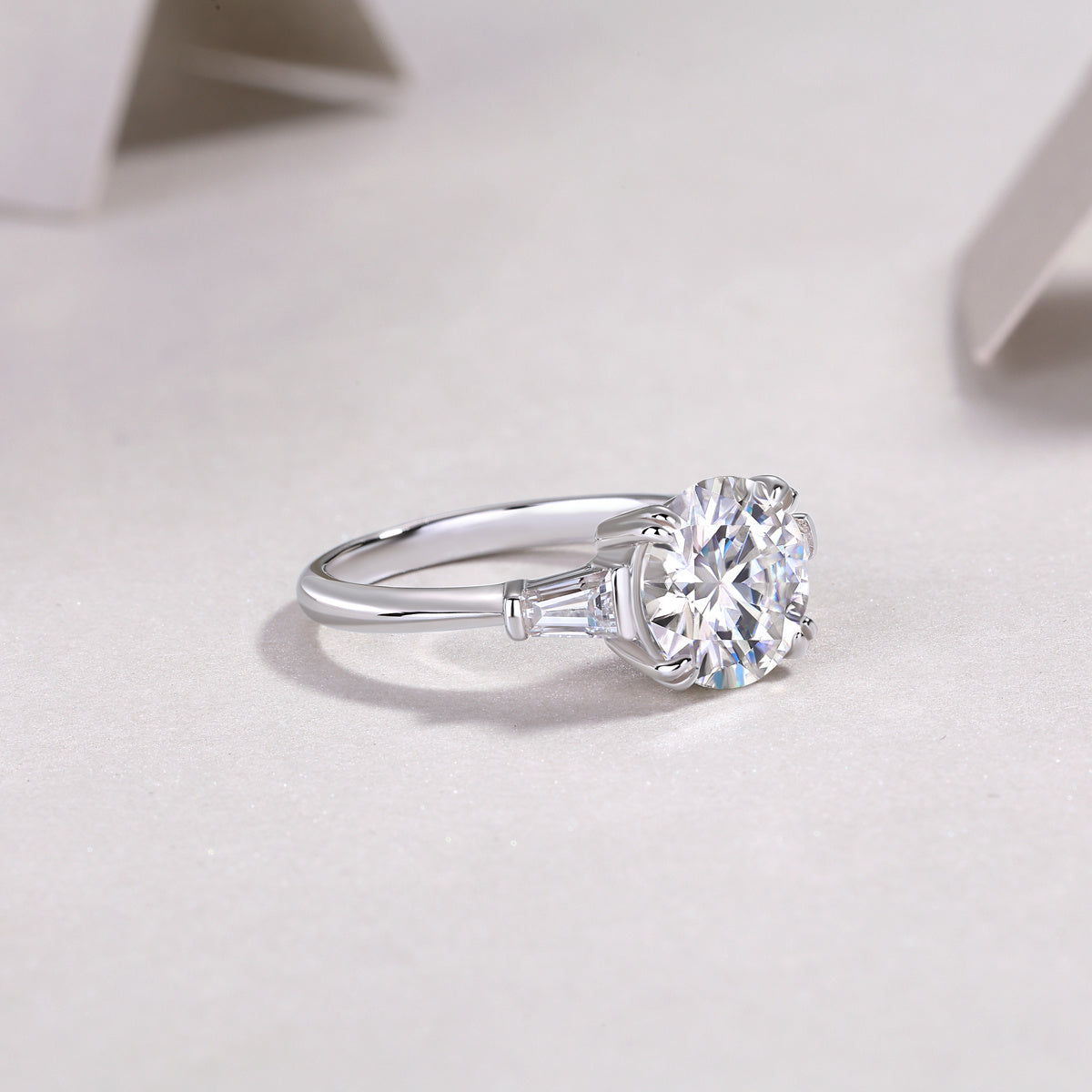 Shining Step By Step - A Fashionable Diamond Jewelry Piece Set With 3-carat Moissanite S925 Sterling Silver And Platinum Diamond Ring.