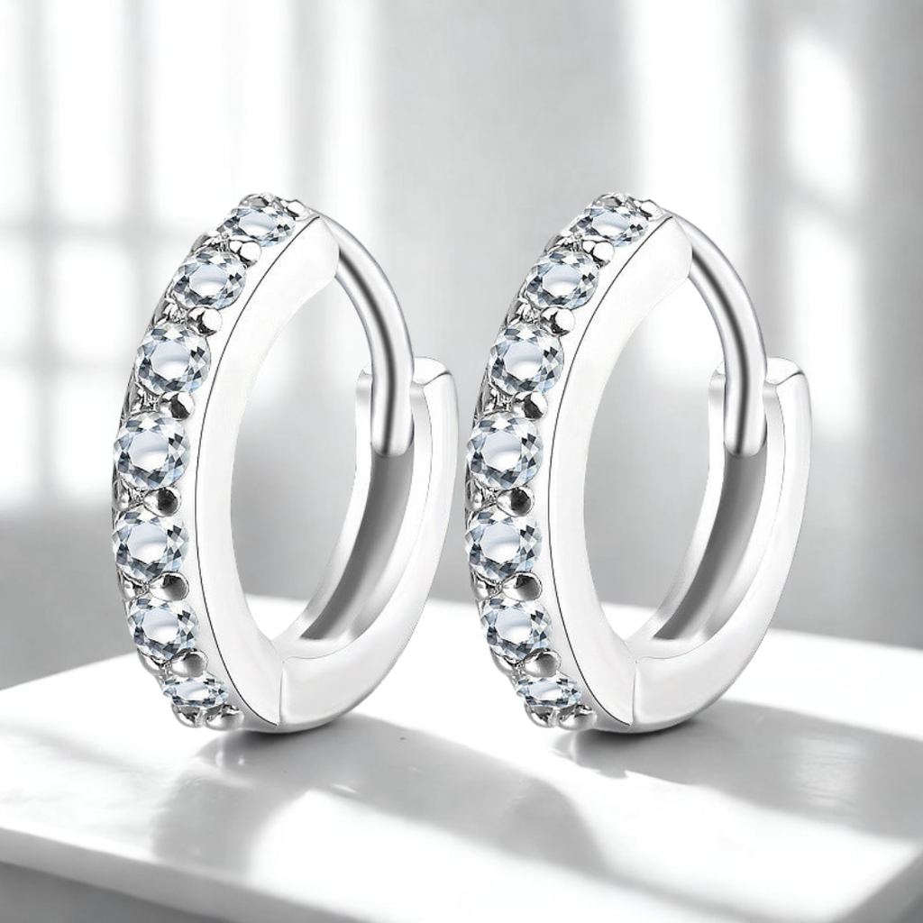 S925 Sterling Silver Needle Single Row Diamond Earrings For Women