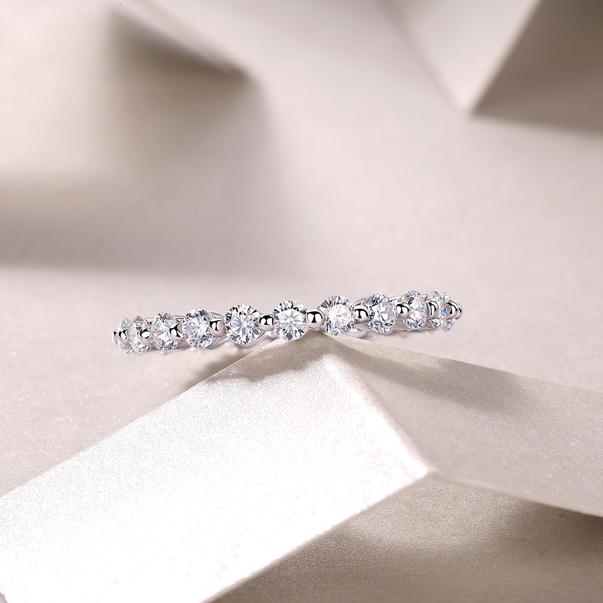 Row Of Diamonds, Moissanite Ring