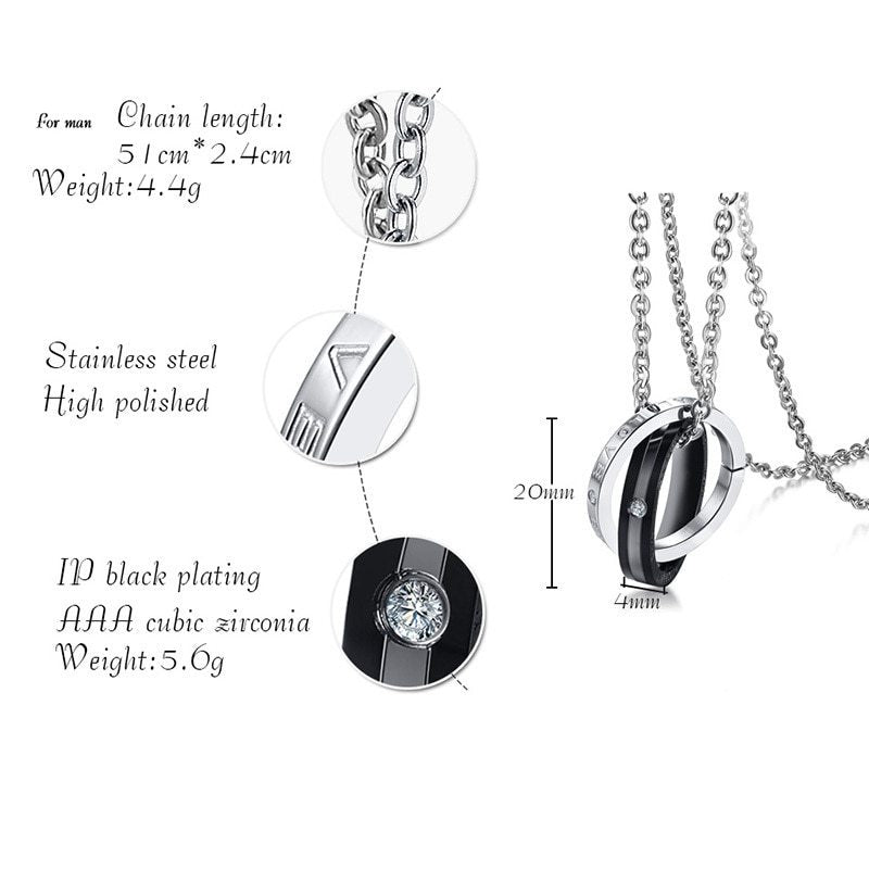 Stainless steel couple necklace