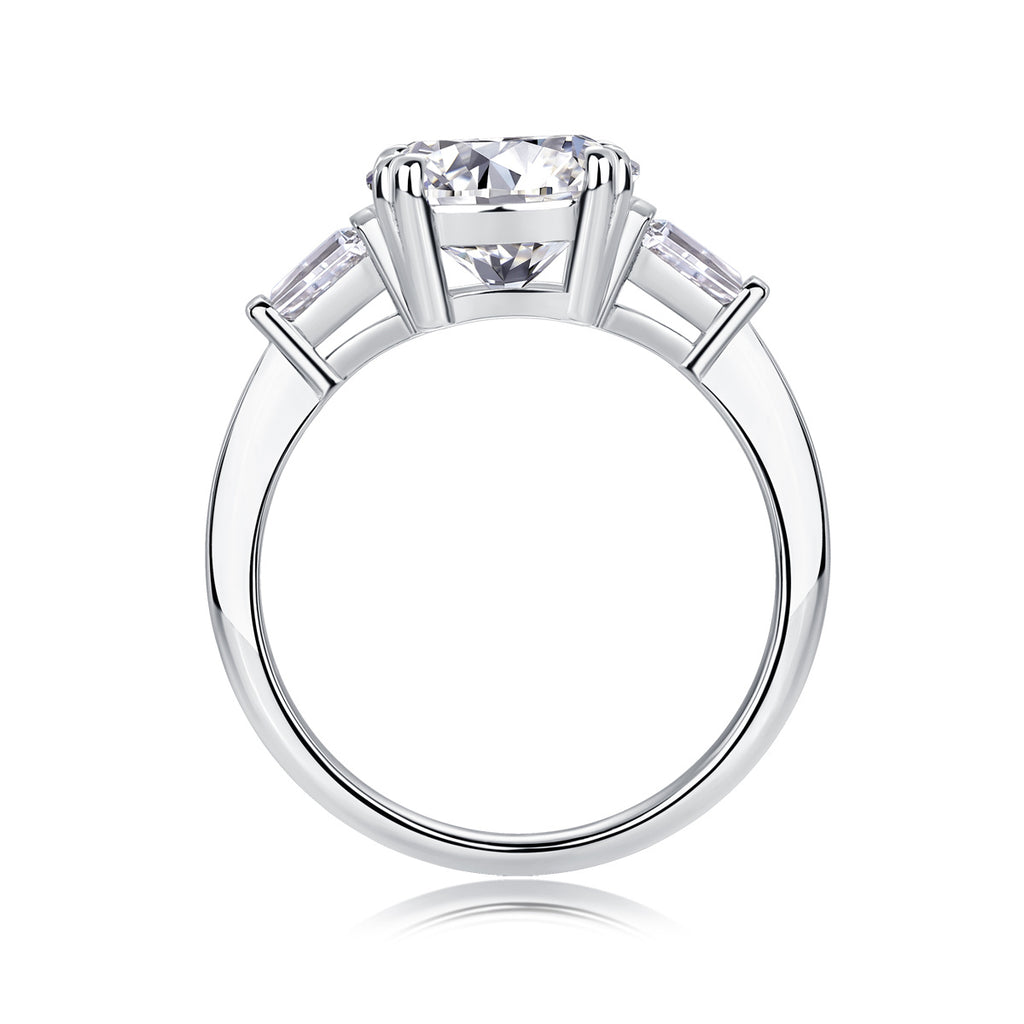 Shining Step By Step - A Fashionable Diamond Jewelry Piece Set With 3-carat Moissanite S925 Sterling Silver And Platinum Diamond Ring.