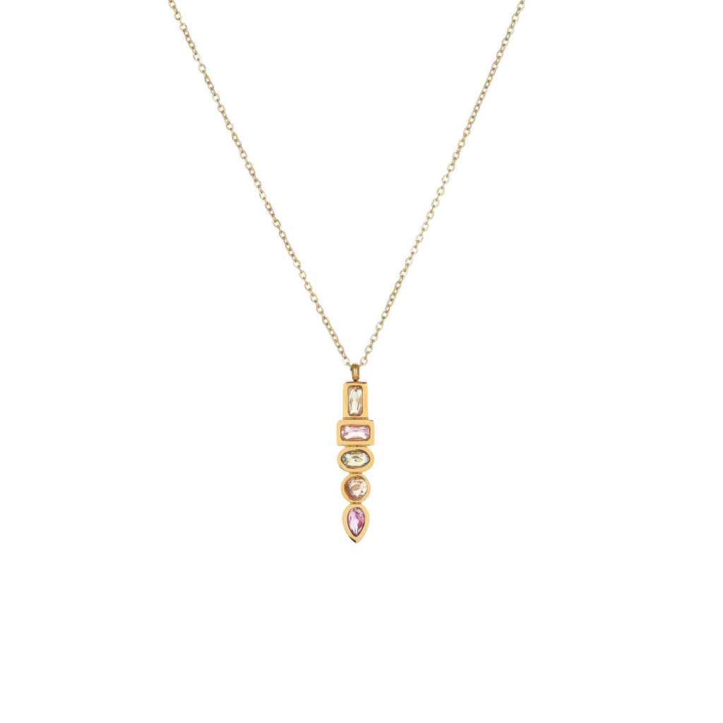 Zircon Star Pendant Stainless Steel Necklace