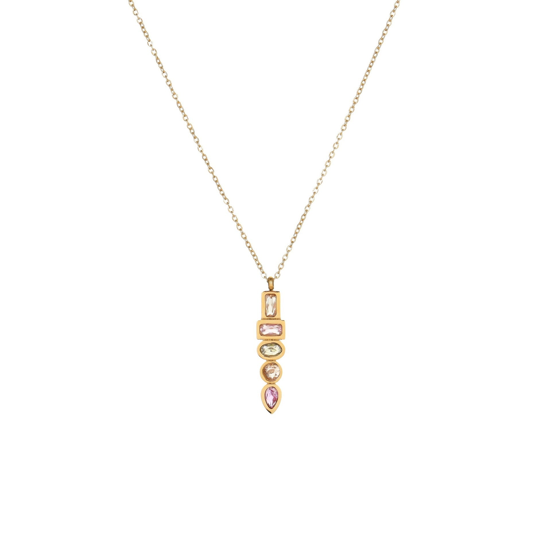 Zircon Star Pendant Stainless Steel Necklace