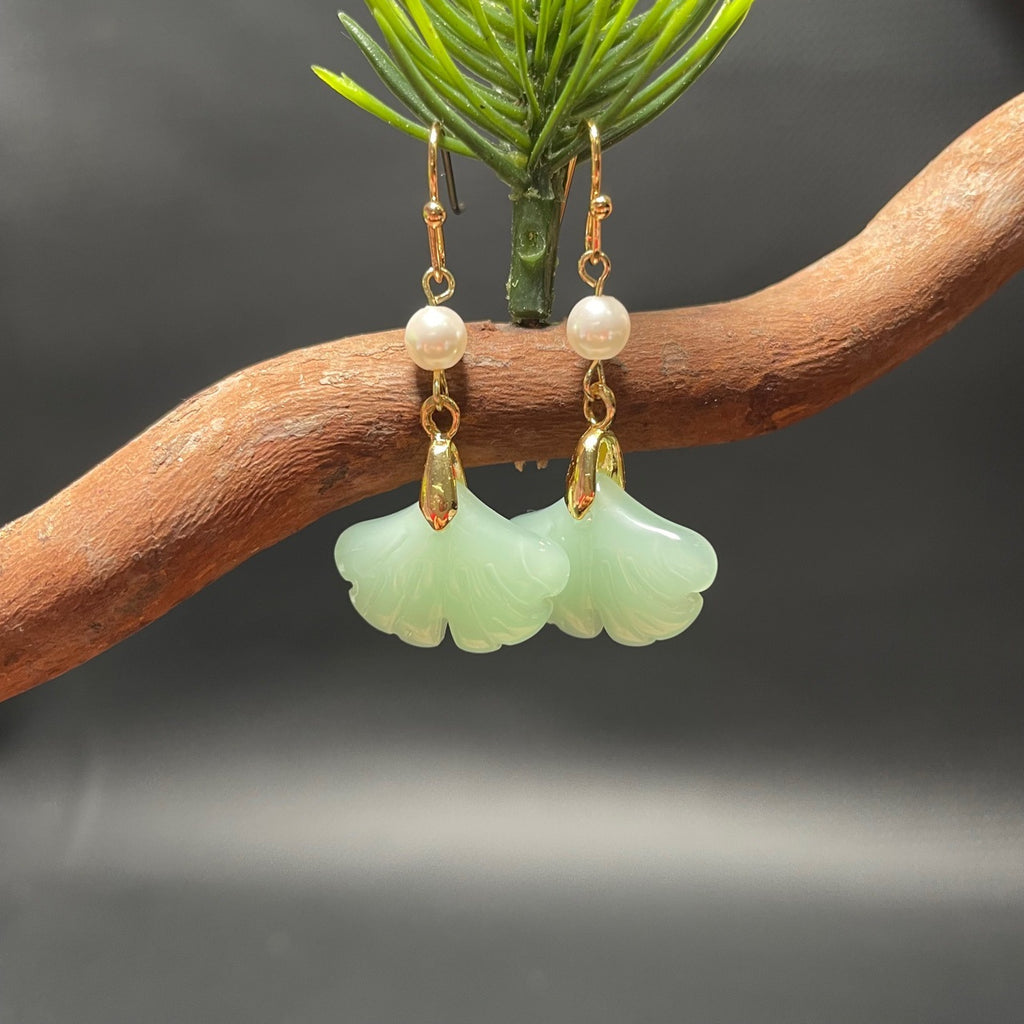 14k Handmade Earrings Ginkgo Biloba