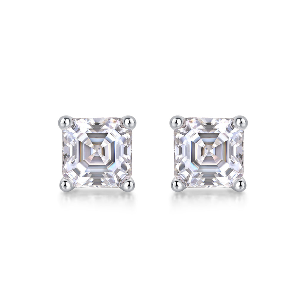 Luxurious Diamond Earrings With Square Moissanite S925 Sterling Silver