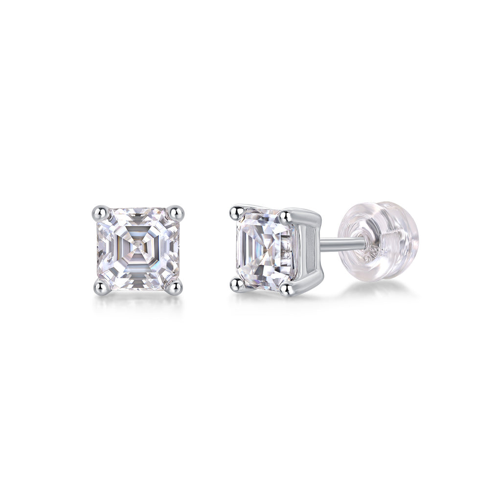 Luxurious Diamond Earrings With Square Moissanite S925 Sterling Silver