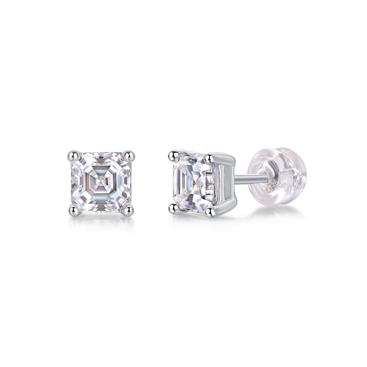 Luxurious Diamond Earrings With Square Moissanite S925 Sterling Silver