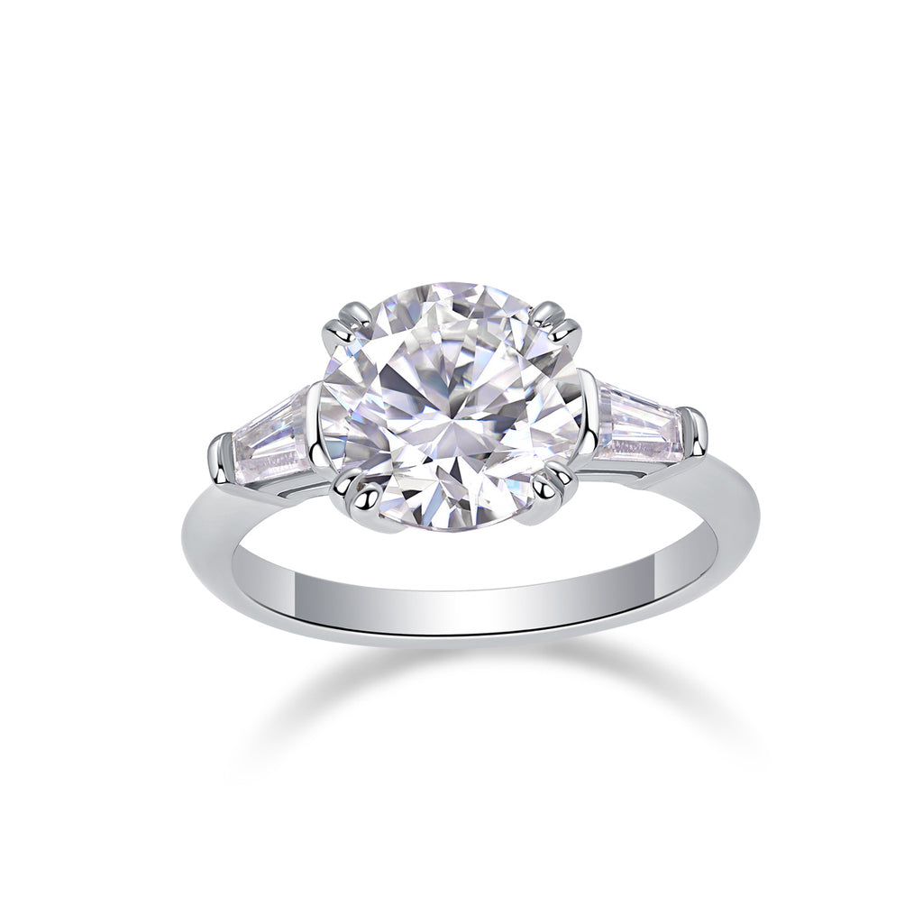 Shining Step By Step - A Fashionable Diamond Jewelry Piece Set With 3-carat Moissanite S925 Sterling Silver And Platinum Diamond Ring.