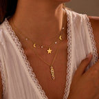 Zircon Star Pendant Stainless Steel Necklace