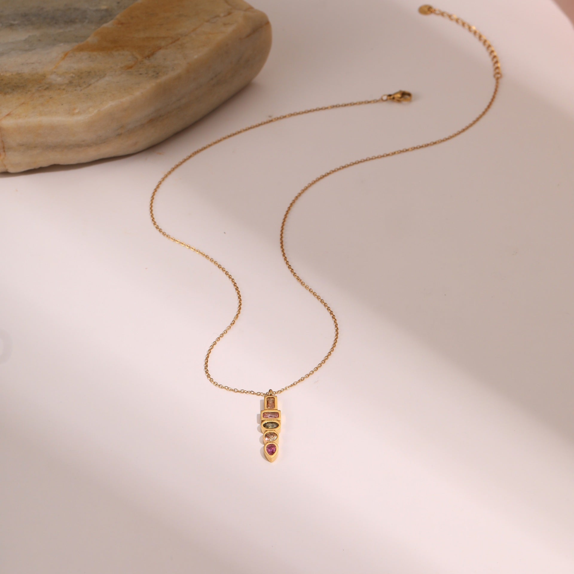 Zircon Star Pendant Stainless Steel Necklace