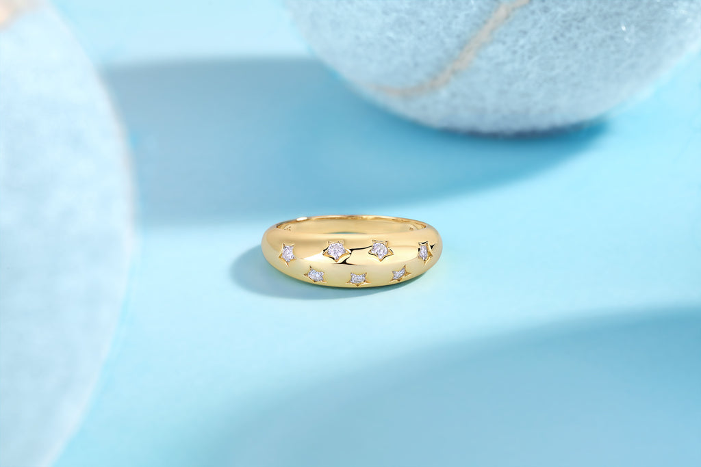 Trendy Diamond Wedding Rings Silver Rings With Moissanite