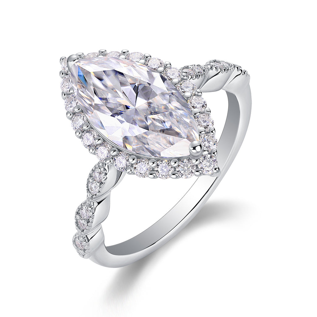 Starlight Craze - A Fashionable Diamond Jewelry Piece Set With Moissanite S925 Sterling Silver And Platinum Diamond Ring