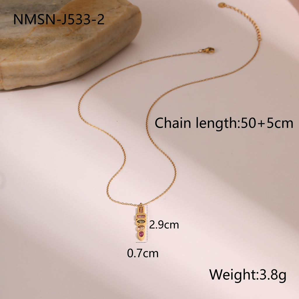 Zircon Star Pendant Stainless Steel Necklace