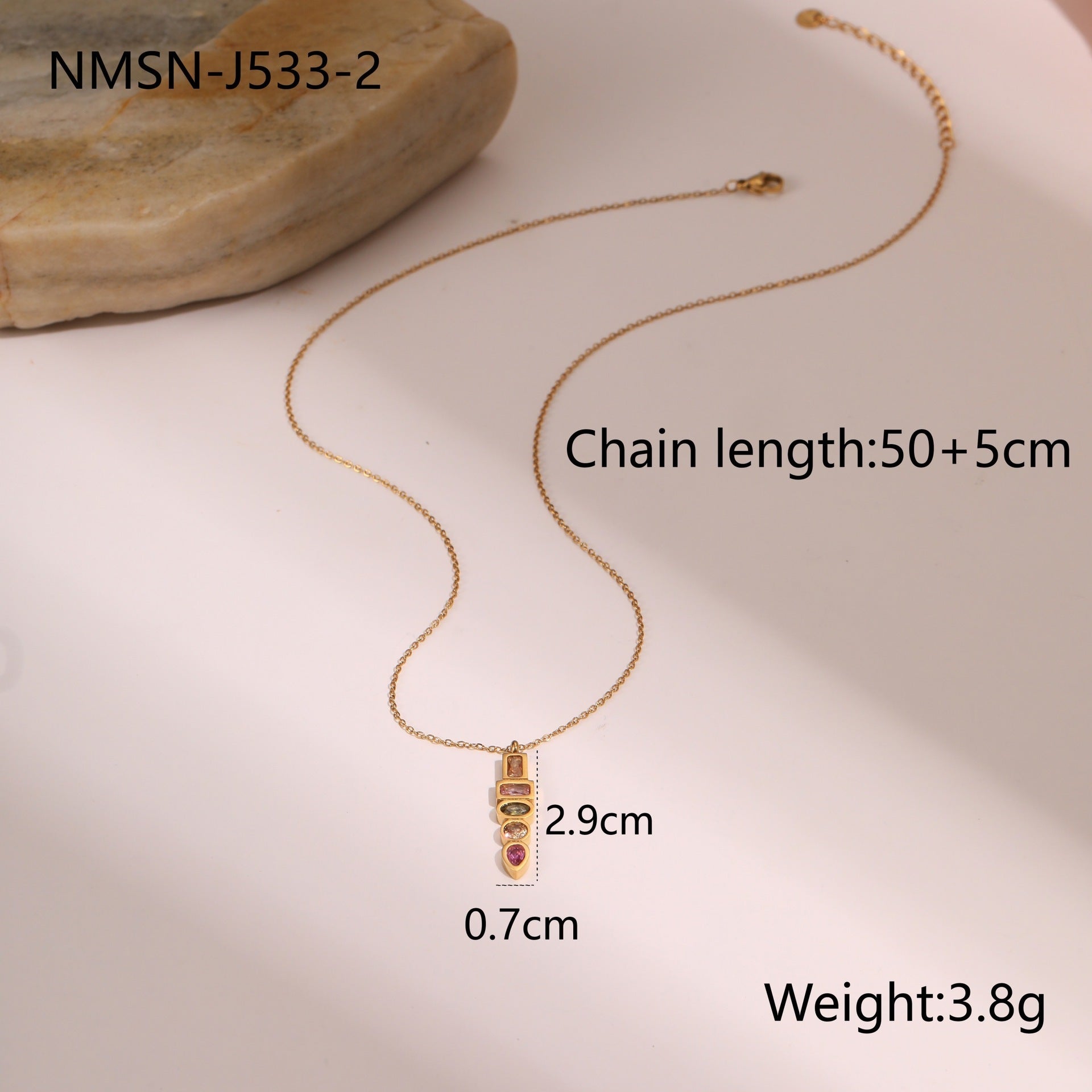 Zircon Star Pendant Stainless Steel Necklace