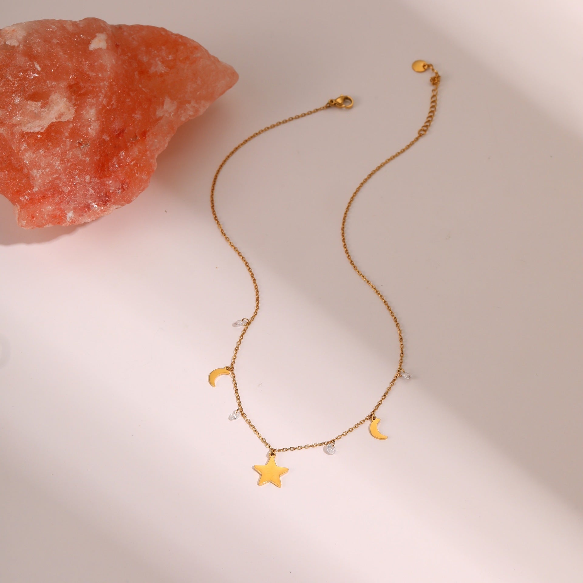 Zircon Star Pendant Stainless Steel Necklace