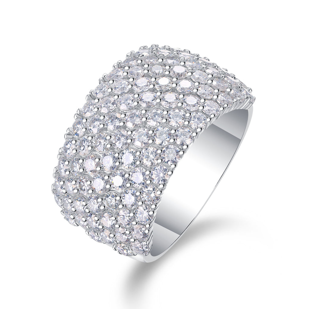 Multiple Row Diamond Wide Moissanite Ring