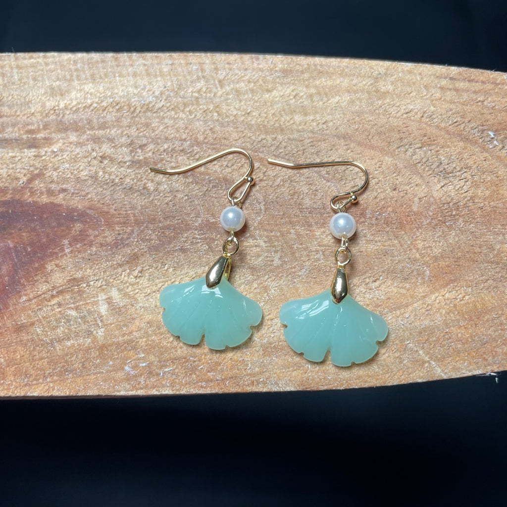 14k Handmade Earrings Ginkgo Biloba