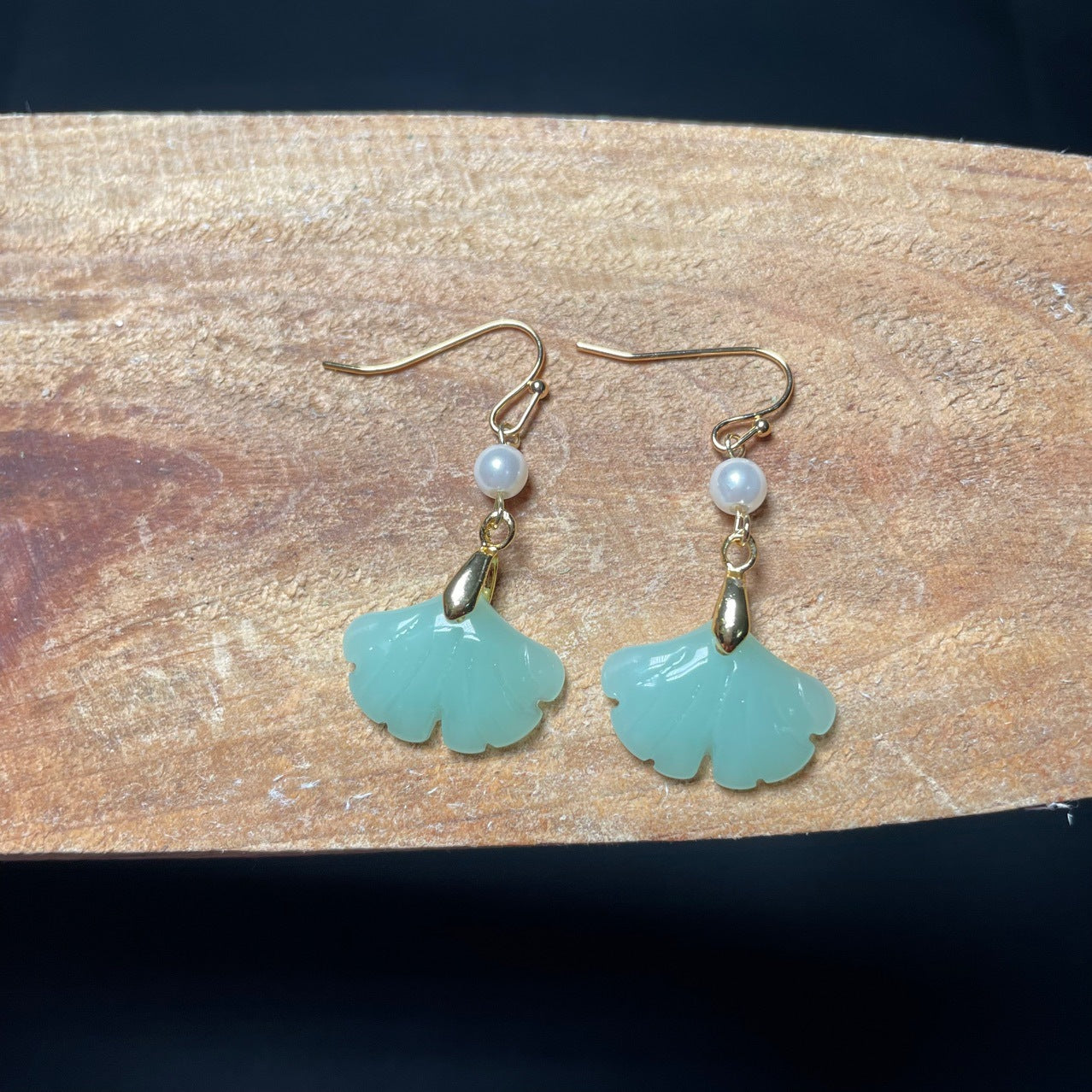 14k Handmade Earrings Ginkgo Biloba